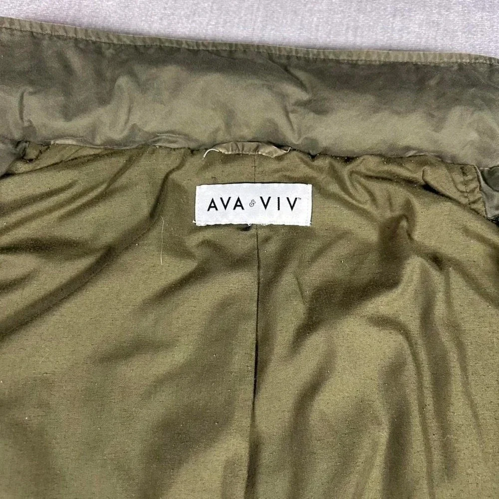 Ava & Viv Womens Olive Green Utility Field Jacket Full Zip Cotton F16870443